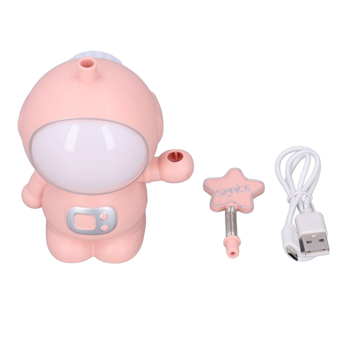 LED Desk Lamp 2 Lighting Modes Eye Protection USB Charging Astronaut Night Light with Pencil Sharpener for Home DeskPink