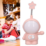 LED Desk Lamp 2 Lighting Modes Eye Protection USB Charging Astronaut Night Light with Pencil Sharpener for Home DeskPink