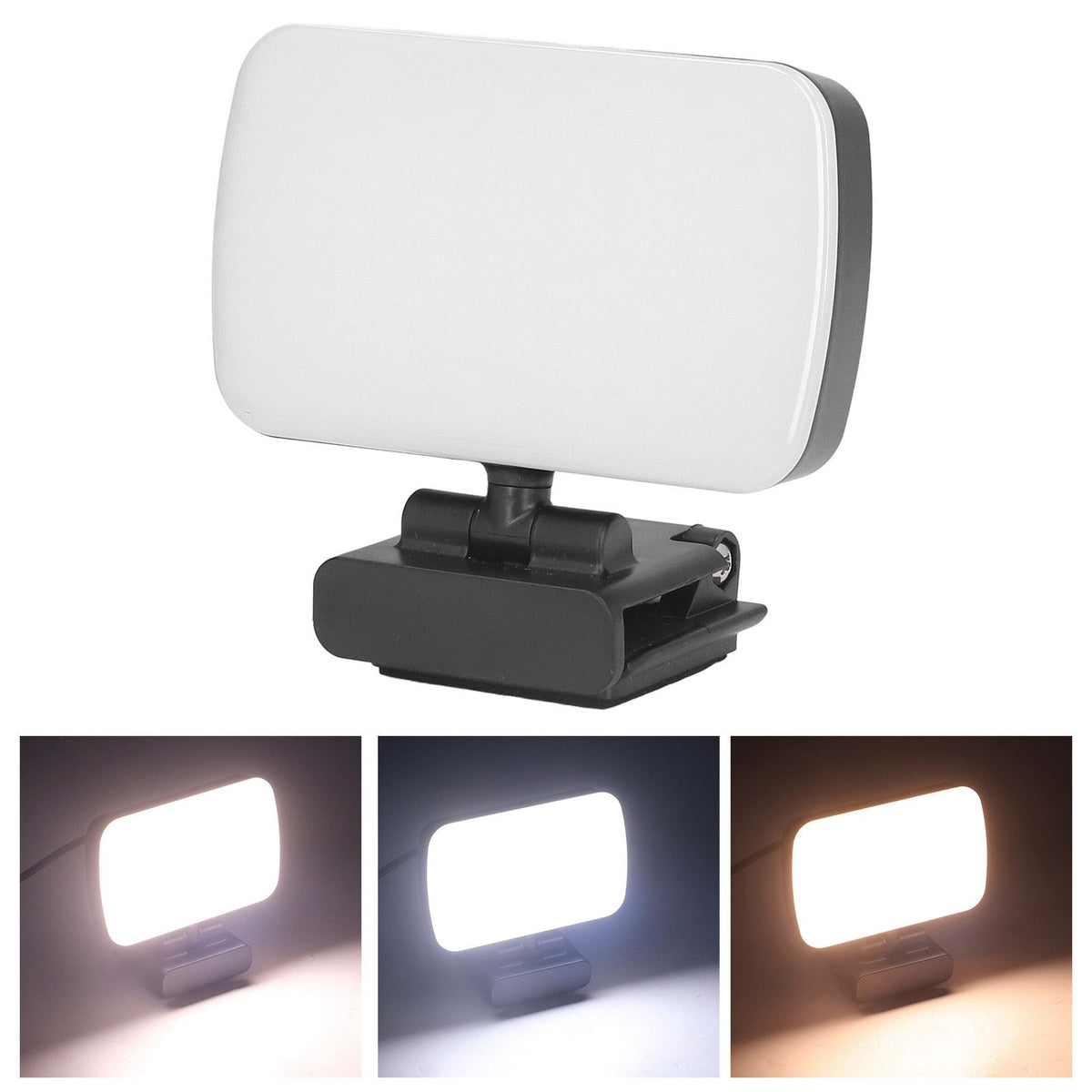 LED Fill Lights Clip On Type 360° Rotatable 10 Levels Adjustable Lamp for Video Conference
