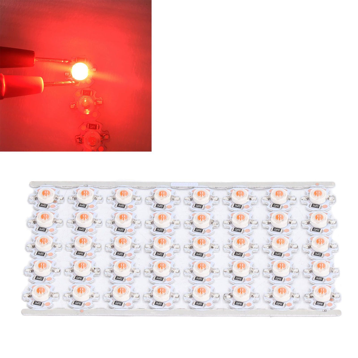LED Chip Bulb High Brightness Energy Saving DIY Lamp Beads with Aluminum Plate for 1W 12V Headlights Cabinet LightsRed Light