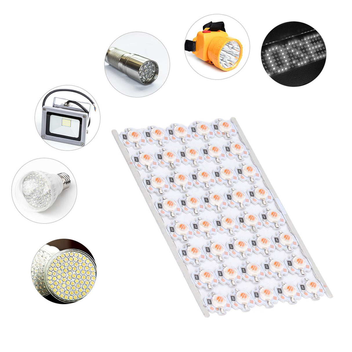 LED Chip Bulb High Brightness Energy Saving DIY Lamp Beads with Aluminum Plate for 1W 12V Headlights Cabinet LightsRed Light