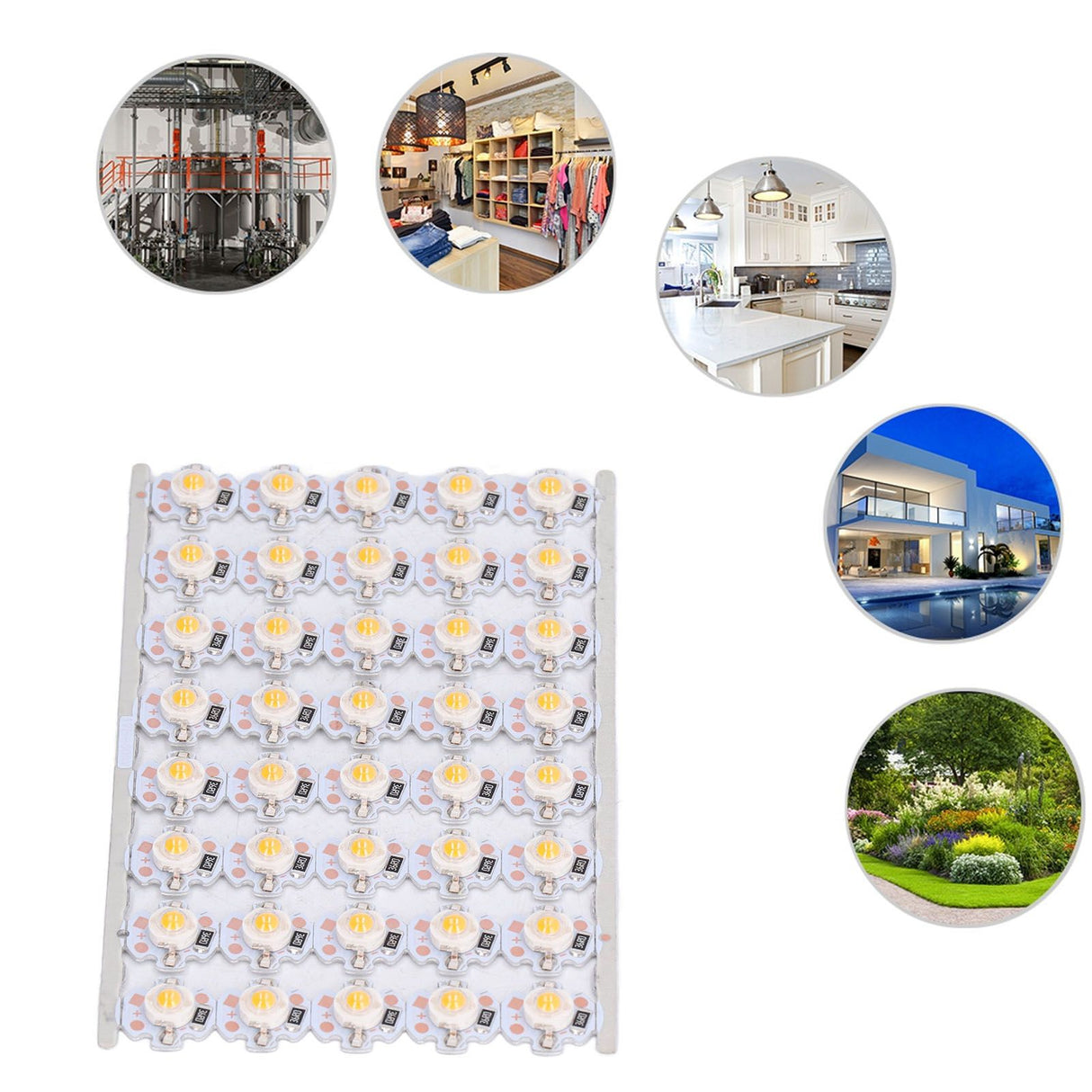 LED Chip Bulb High Brightness Energy Saving DIY Lamp Beads with Aluminum Plate for 1W 12V Headlights Cabinet LightsYellow Light