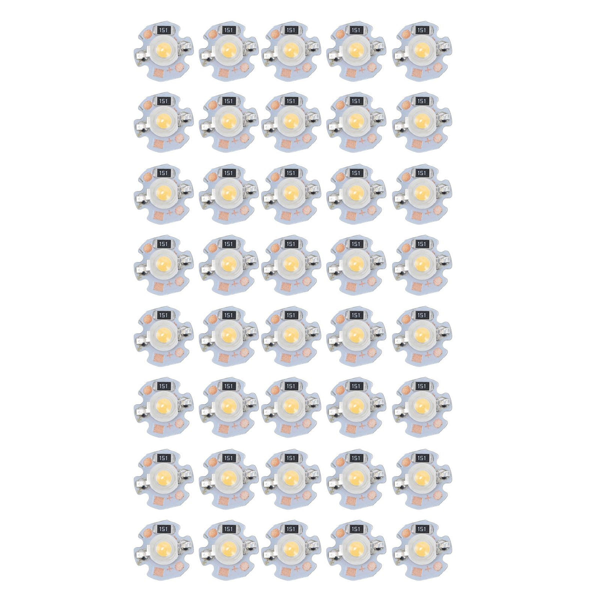 40pcs LED Chip Bulb 1W 24V 16mm/0.6in Aluminum Base Low Power Consumption Lamp Beads for Flashlights HeadlightsWarm Light
