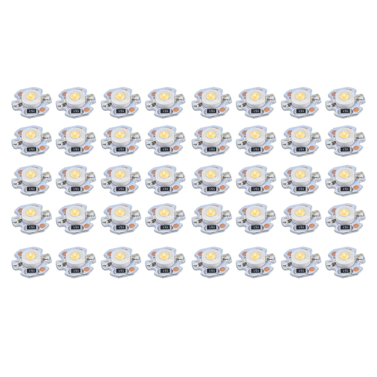 40pcs LED Chip Bulb 1W 24V 16mm/0.6in Aluminum Base Low Power Consumption Lamp Beads for Flashlights HeadlightsWarm Light