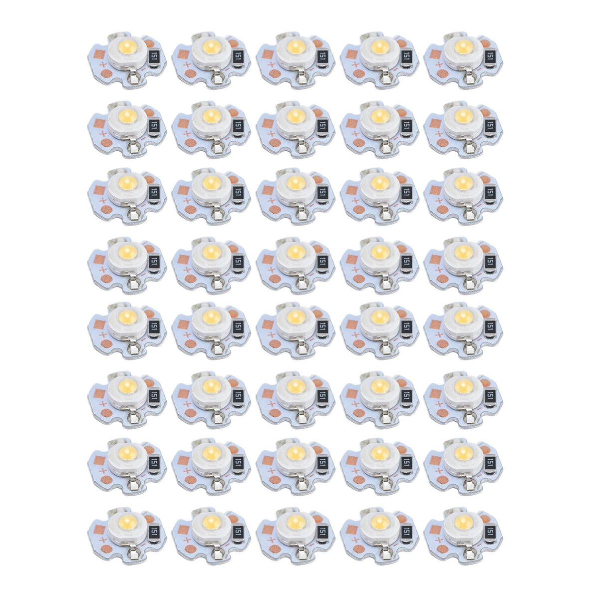 40pcs LED Chip Bulb 1W 24V 16mm/0.6in Aluminum Base Low Power Consumption Lamp Beads for Flashlights HeadlightsWarm Light