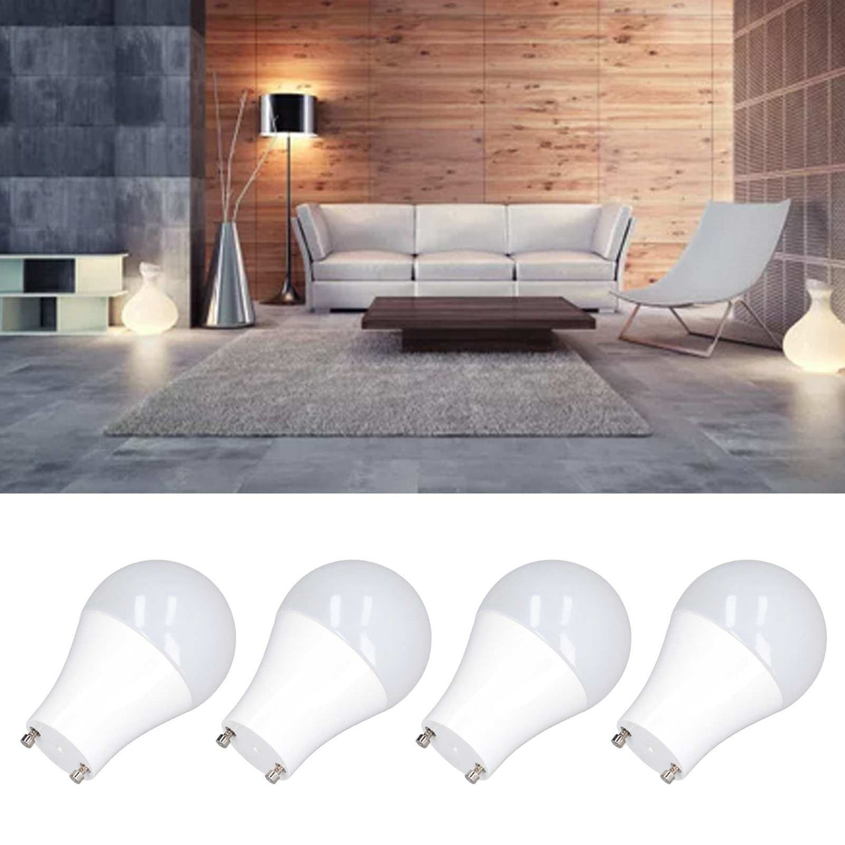 4PCS GU24 Light Bulb High Brightness Energy Saving LED A19 Light Bulb for Bedroom Office 120V9W Warm White 2700K