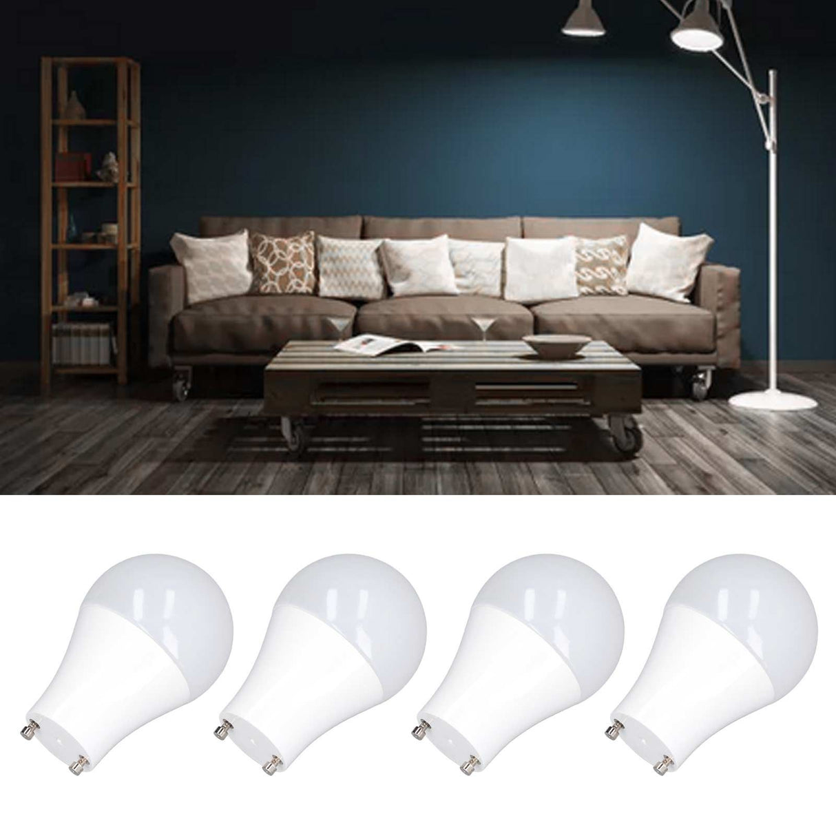 4PCS GU24 Light Bulb High Brightness Energy Saving LED A19 Light Bulb for Bedroom Office 120V9W Cold White 5000K
