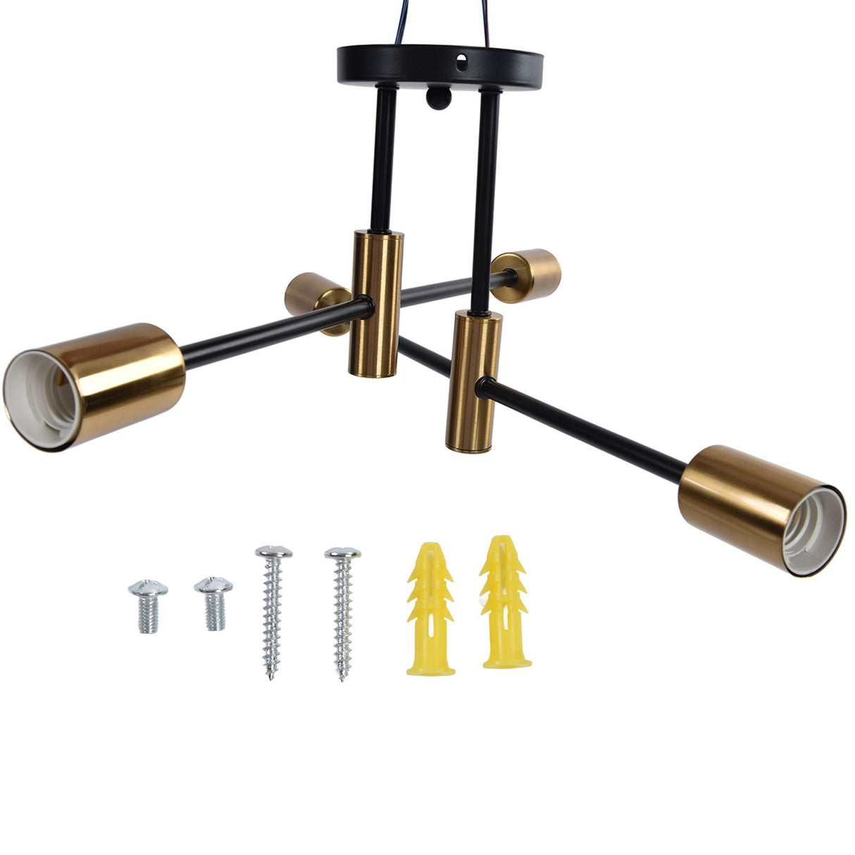 4 Light Ceiling Mount Lamp 360° Rotation Adjustable Wrought Iron Ceiling Light for Dining Room Kitchen Office 110‑220V