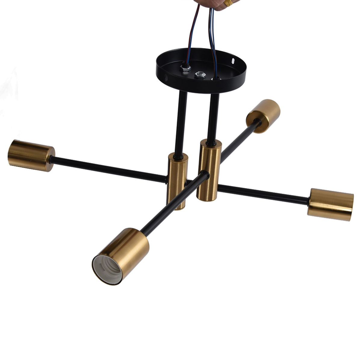4 Light Ceiling Mount Lamp 360° Rotation Adjustable Wrought Iron Ceiling Light for Dining Room Kitchen Office 110‑220V