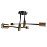 4 Light Ceiling Mount Lamp 360° Rotation Adjustable Wrought Iron Ceiling Light for Dining Room Kitchen Office 110‑220V