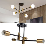 4 Light Ceiling Mount Lamp 360° Rotation Adjustable Wrought Iron Ceiling Light for Dining Room Kitchen Office 110‑220V - Extra Image