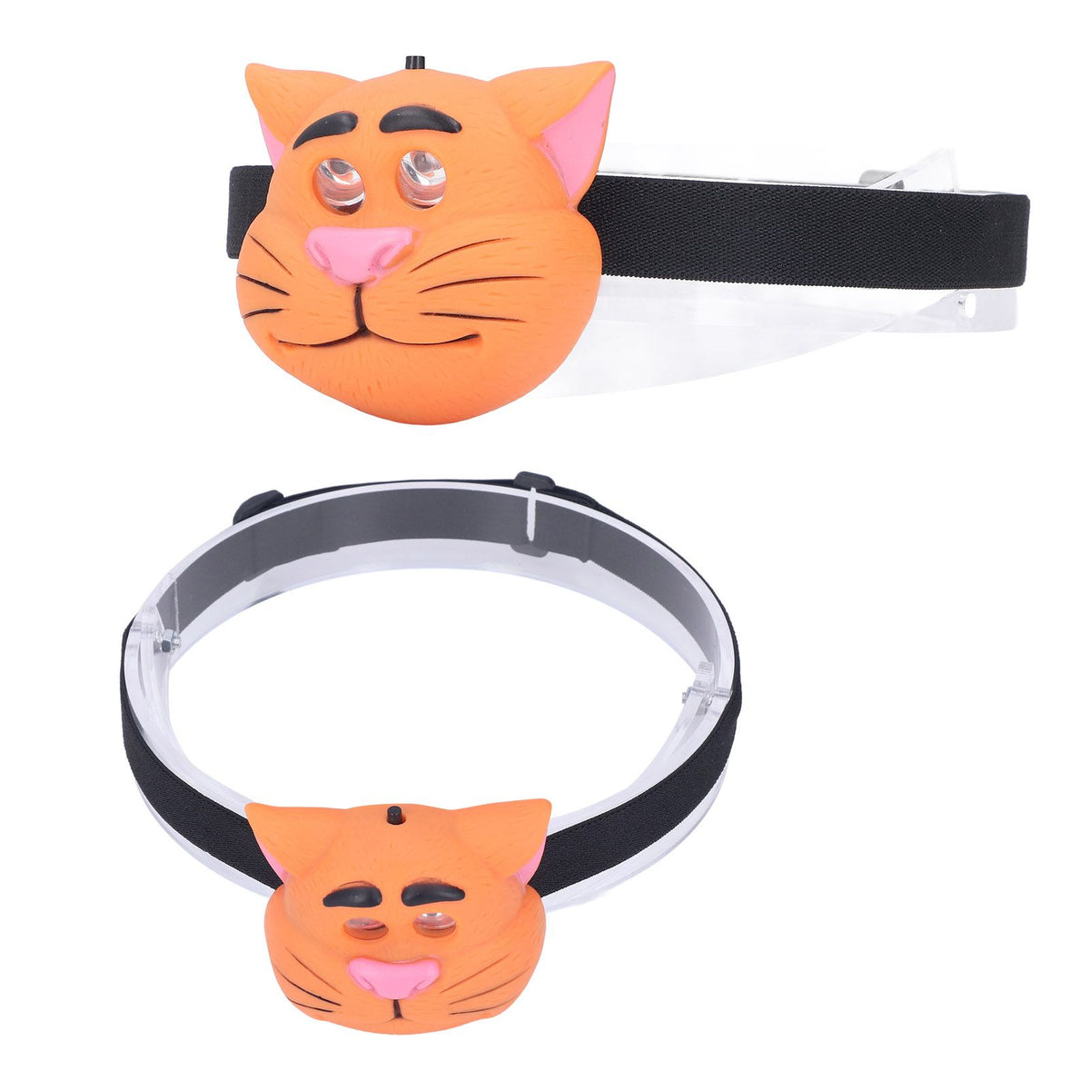 Kids Headlamp Cat Shape 2 Lighting Modes Lightweight Portable Battery Power Supply Plastic Headlight for Camping