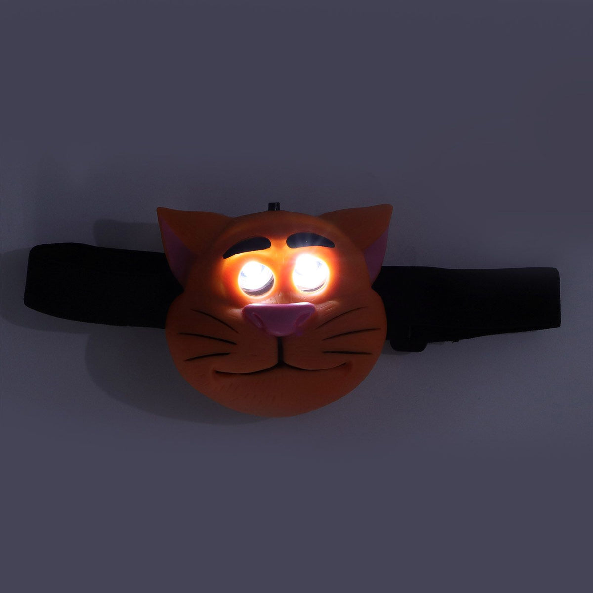 Kids Headlamp Cat Shape 2 Lighting Modes Lightweight Portable Battery Power Supply Plastic Headlight for Camping