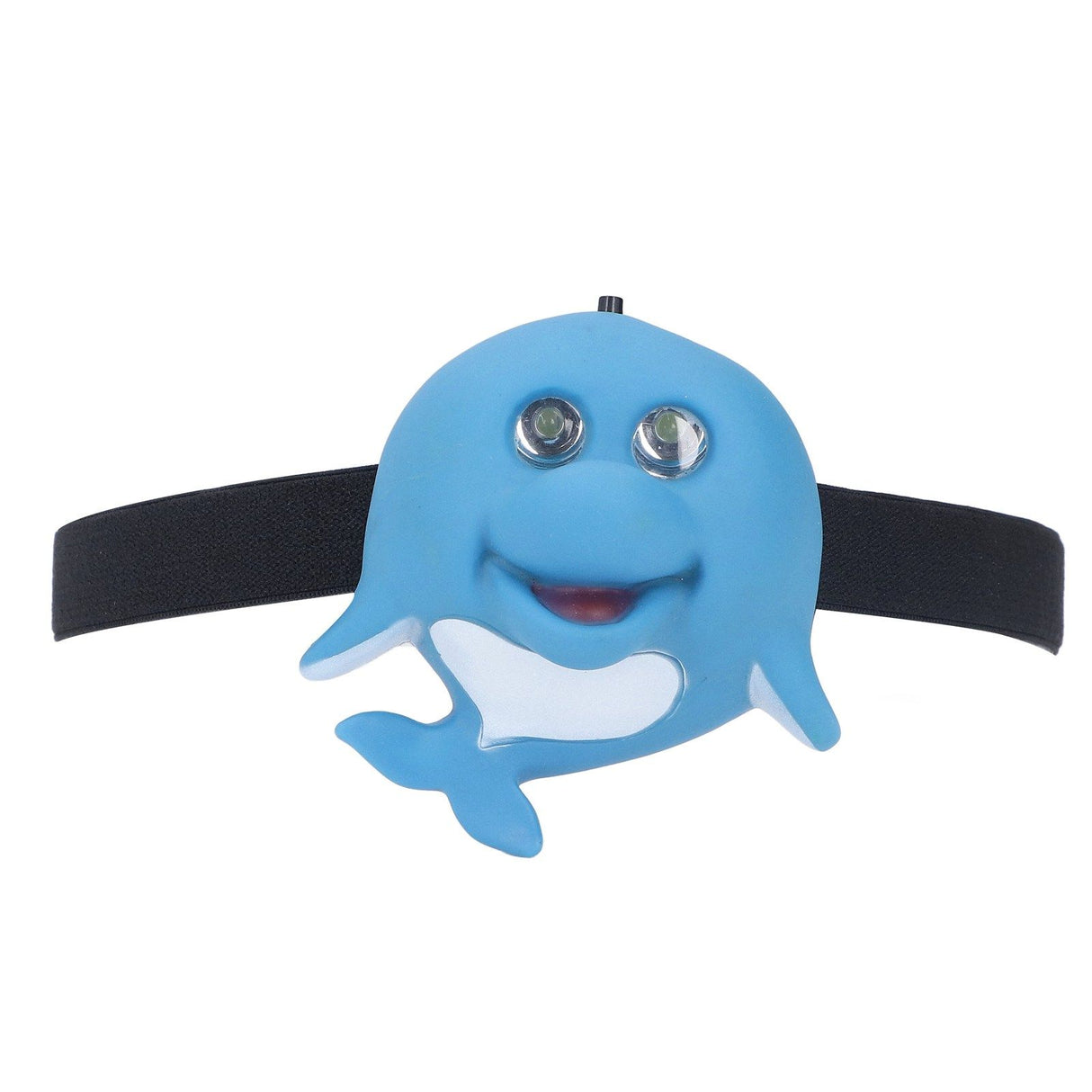 Kids Headlamp Blue Dolphin Shape Eco Friendly Plastic 2 Lighting Modes Portable Battery Powered Headlight for Outdoor