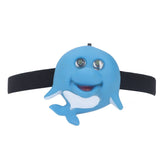 Kids Headlamp Blue Dolphin Shape Eco Friendly Plastic 2 Lighting Modes Portable Battery Powered Headlight for Outdoor