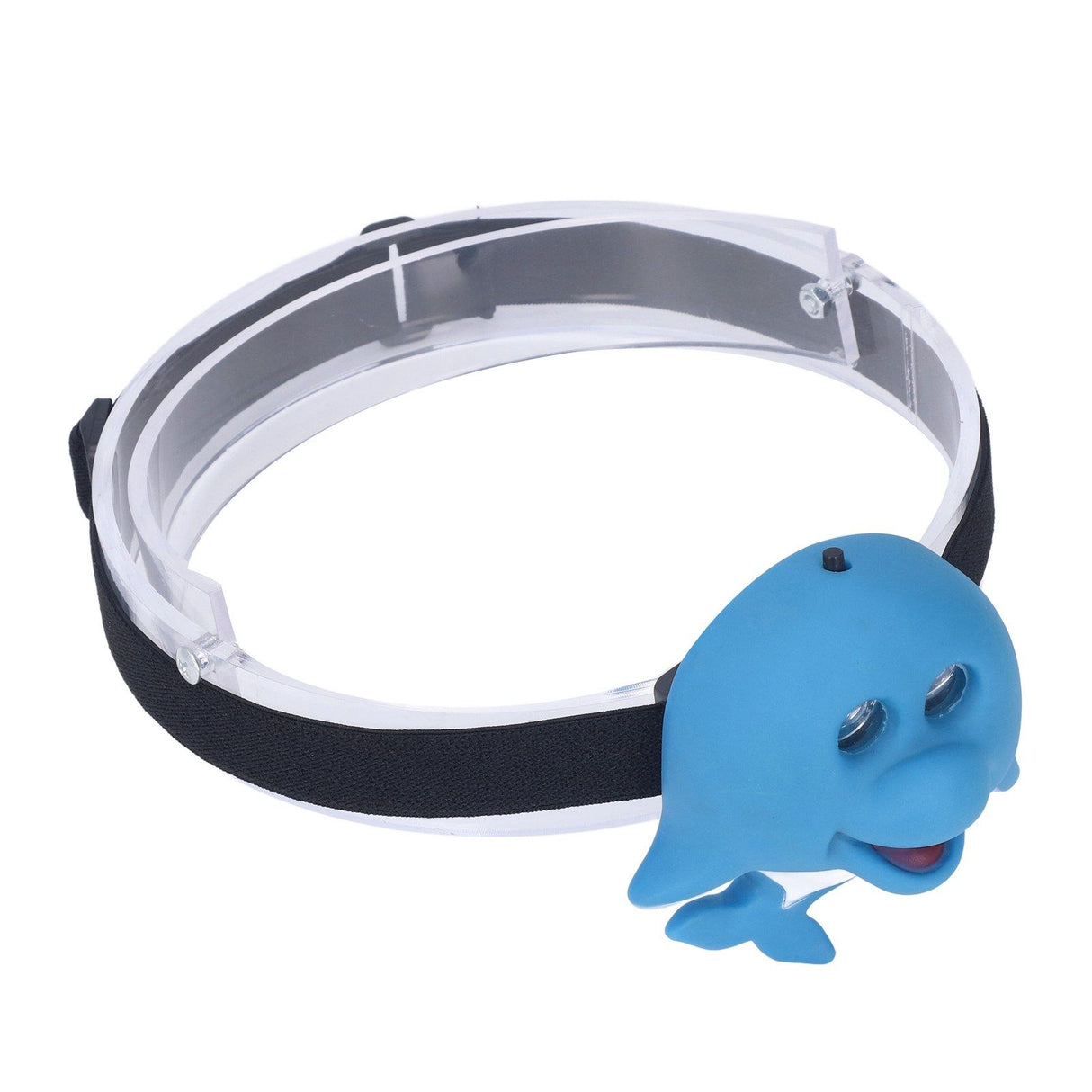 Kids Headlamp Blue Dolphin Shape Eco Friendly Plastic 2 Lighting Modes Portable Battery Powered Headlight for Outdoor