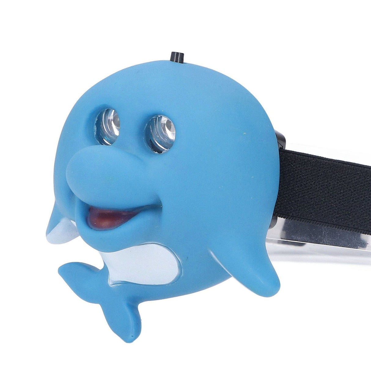 Kids Headlamp Blue Dolphin Shape Eco Friendly Plastic 2 Lighting Modes Portable Battery Powered Headlight for Outdoor