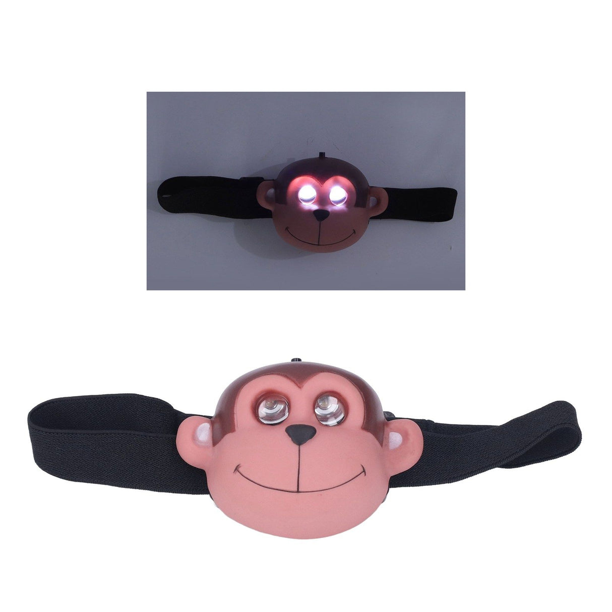 Kids Headlamp Monkey Appearance 2 Lighting Modes Battery Powered Lightweight Plastic LED Headlight for Outdoor Sports