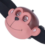 Kids Headlamp Monkey Appearance 2 Lighting Modes Battery Powered Lightweight Plastic LED Headlight for Outdoor Sports