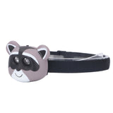 Kids Headlamp Raccoon Appearance 2 Lighting Modes Lightweight Battery Powered Plastic LED Headlight for Children - Side View