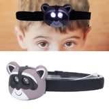 Kids Headlamp Raccoon Appearance 2 Lighting Modes Lightweight Battery Powered Plastic LED Headlight for Children - Extra Image