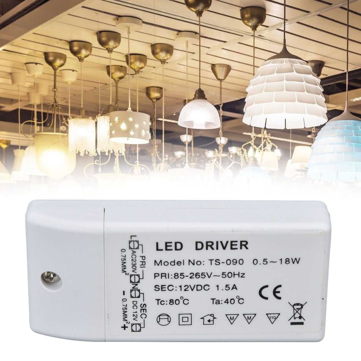 LED Transformer 18W 12VDC 1.5A Constant Current LED Driver for Cabinet Light DIY Lamp AC 85‑265V