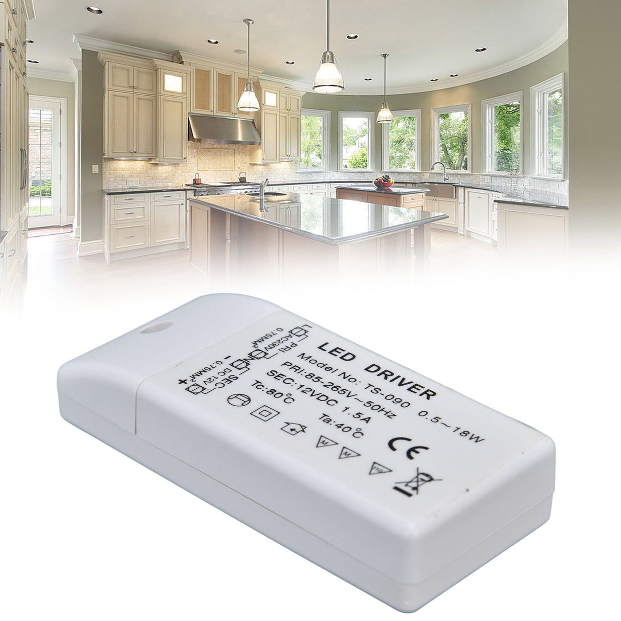 LED Transformer 18W 12VDC 1.5A Constant Current LED Driver for Cabinet Light DIY Lamp AC 85‑265V