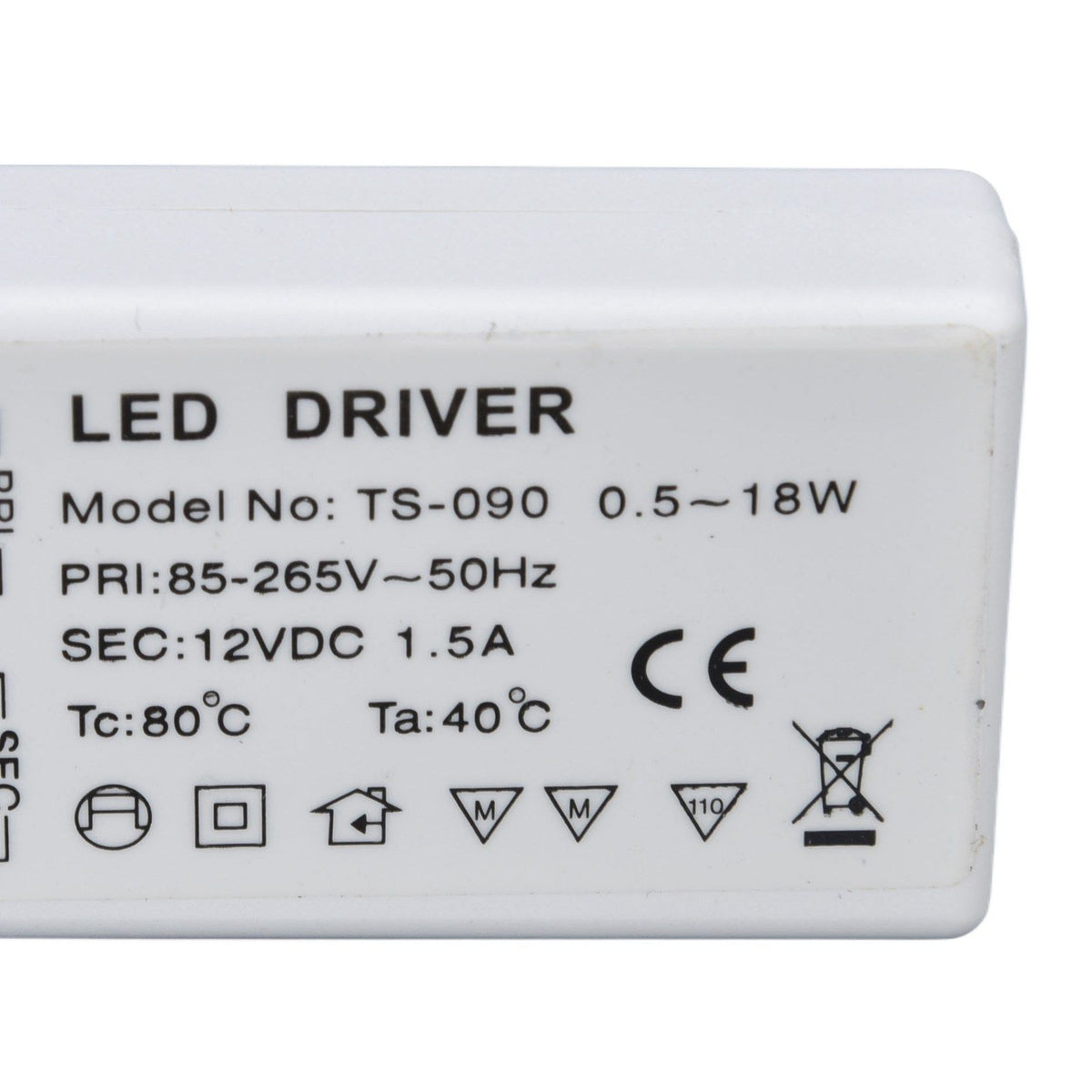 LED Transformer 18W 12VDC 1.5A Constant Current LED Driver for Cabinet Light DIY Lamp AC 85‑265V