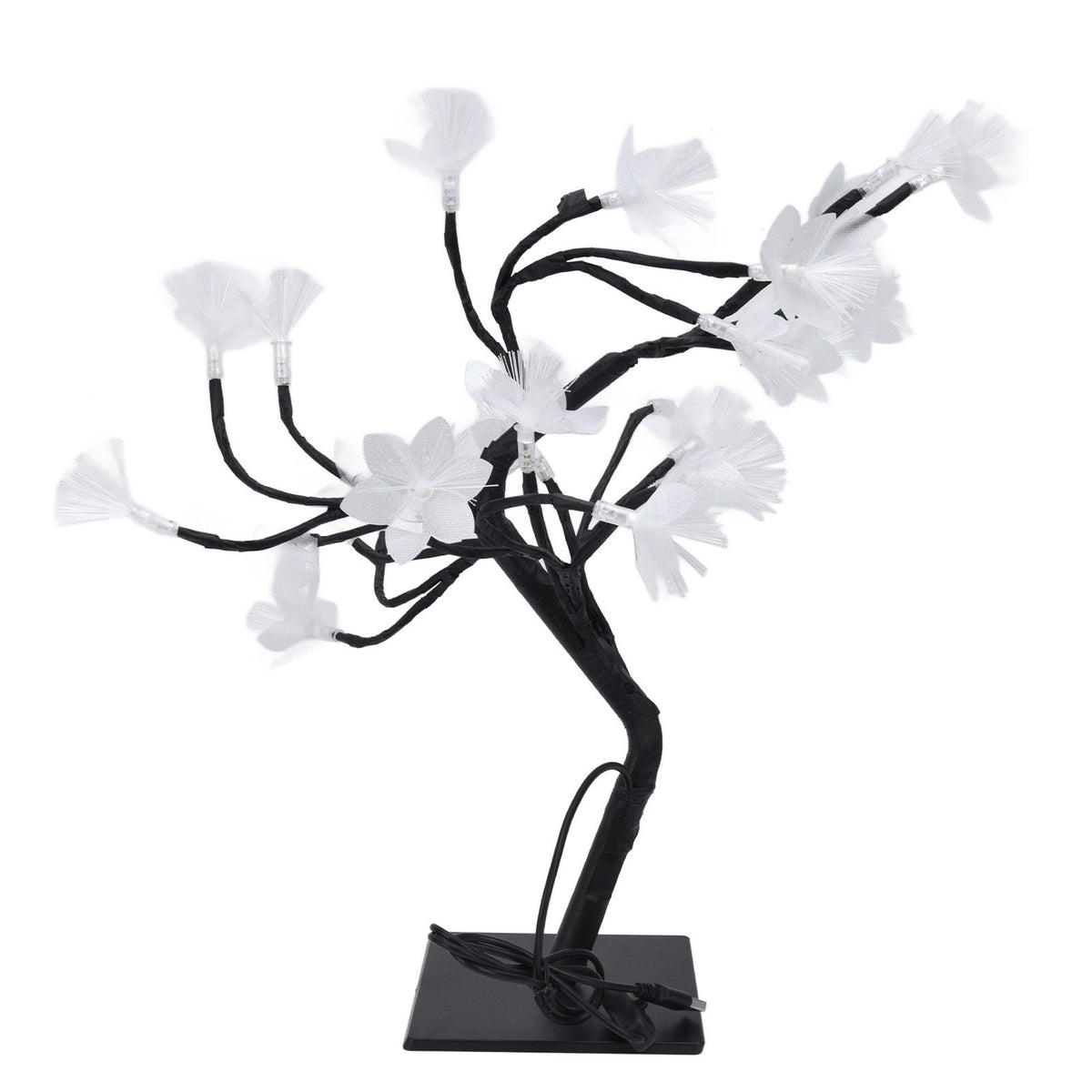 24LED Fiber Optic Tree Lamp USB Powered Simulation Flower Light for Household Decoration