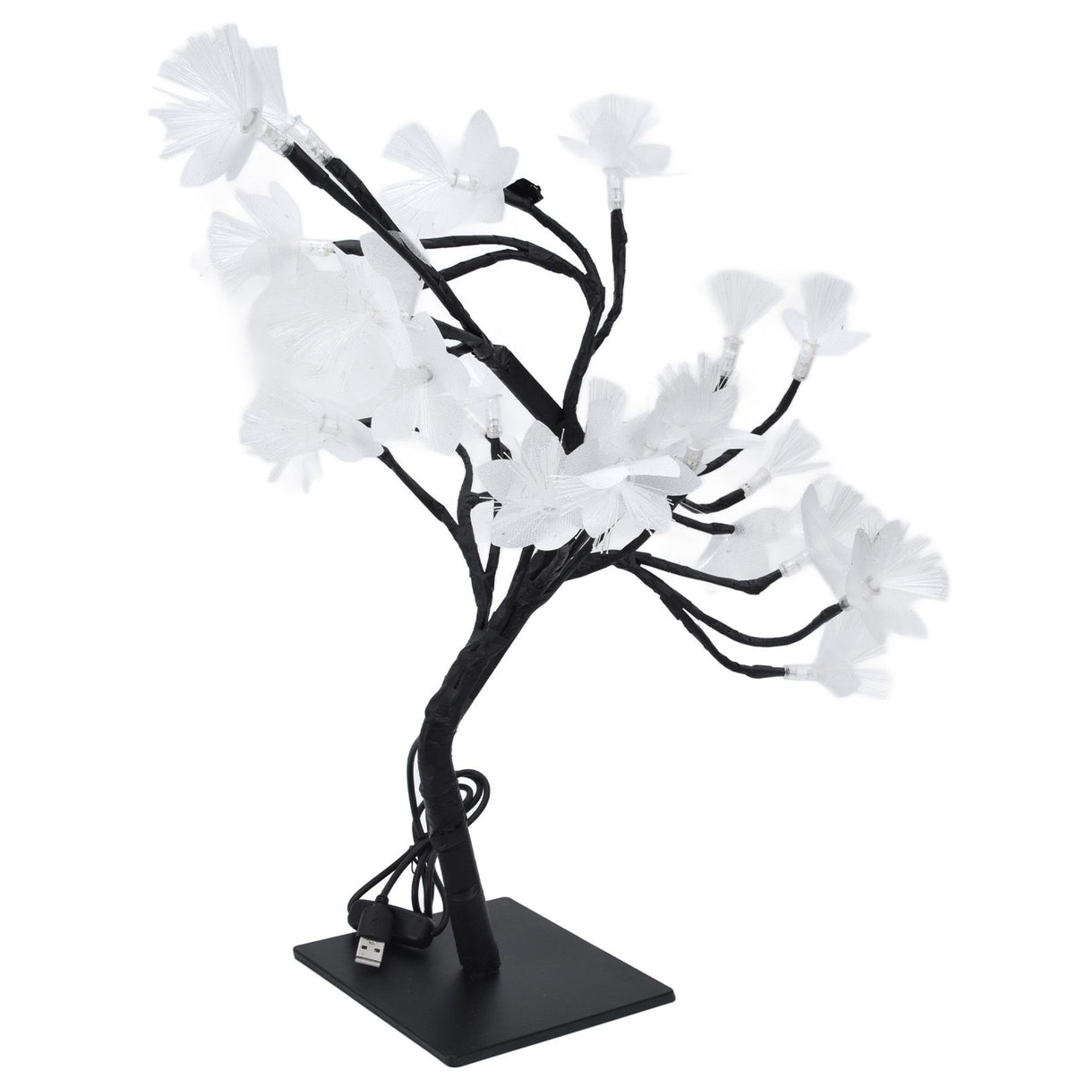 24LED Fiber Optic Tree Lamp USB Powered Simulation Flower Light for Household Decoration