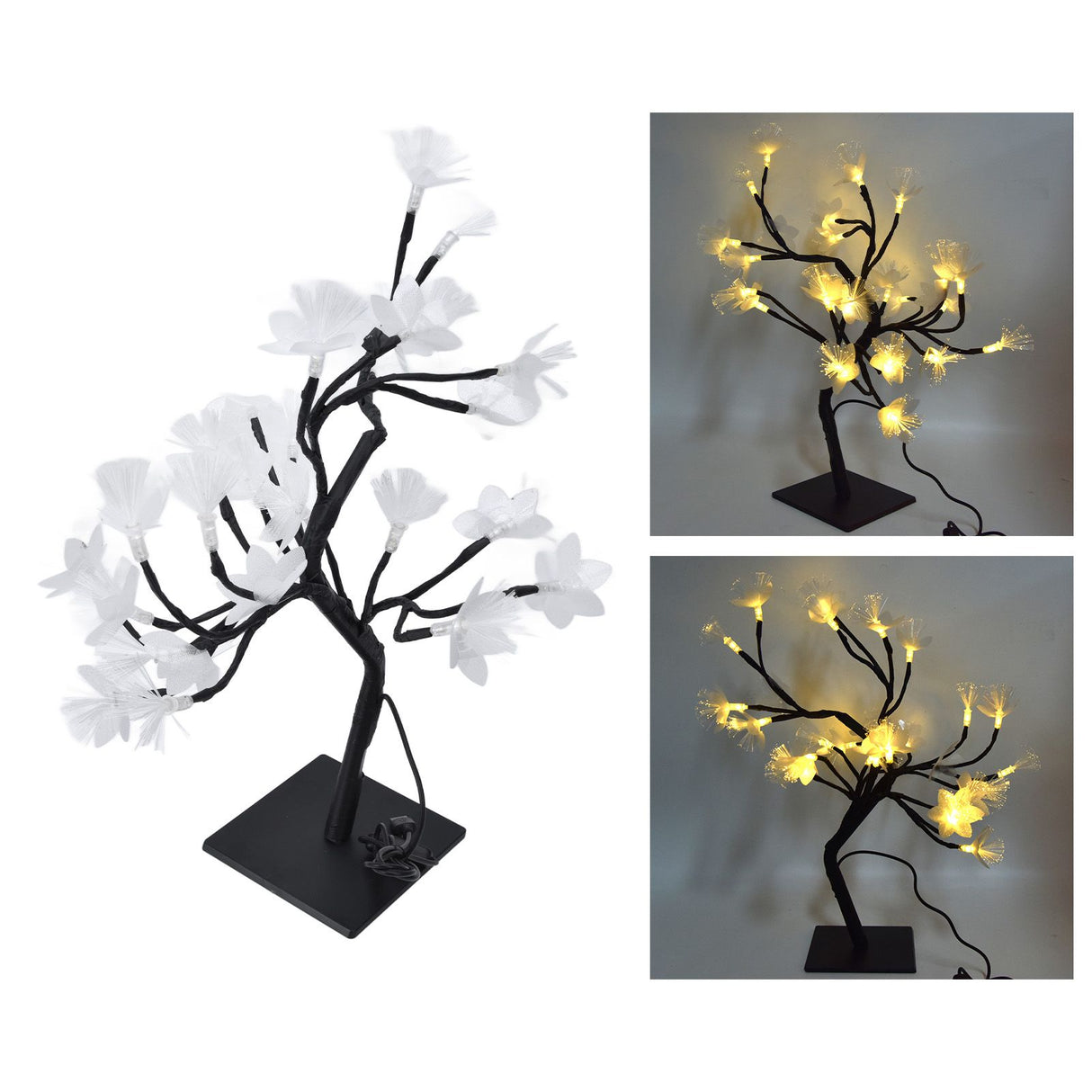 24LED Fiber Optic Tree Lamp USB Powered Simulation Flower Light for Household Decoration