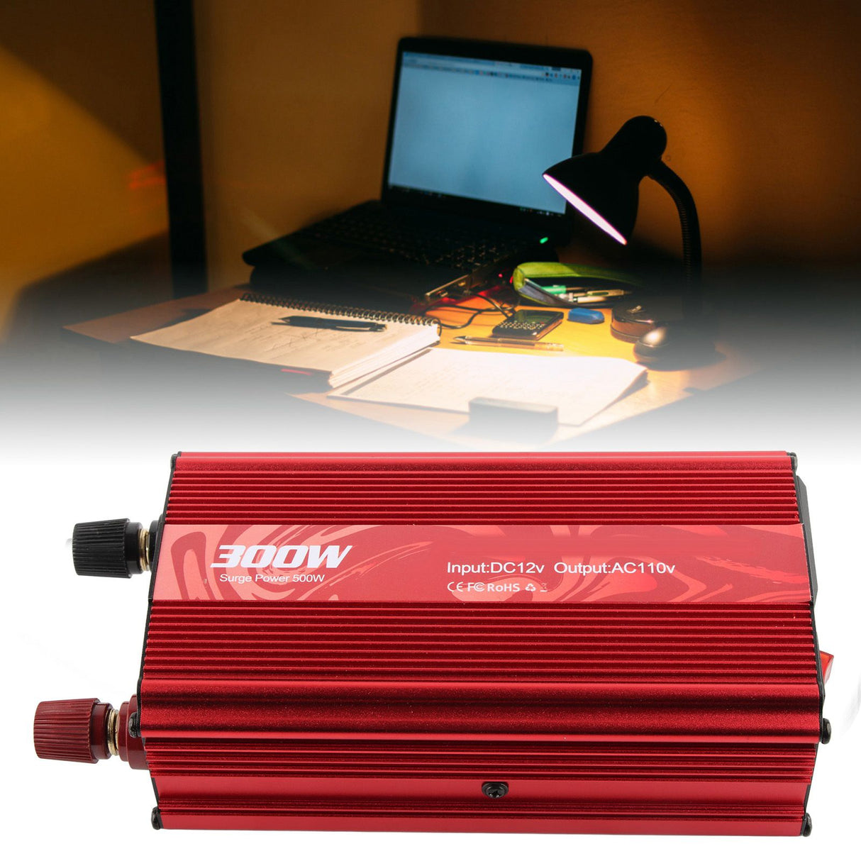 DC to AC Converter Aluminum Alloy Smart Repair Sine Wave Power Inverters 300W 12V to 110V