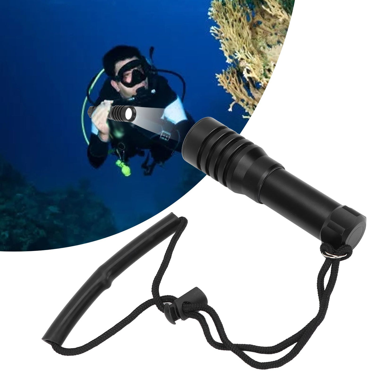 5000LM Diving Flashlight Underwater Diving Light 100m Depth Waterproof Torch for Night Fishing Canping