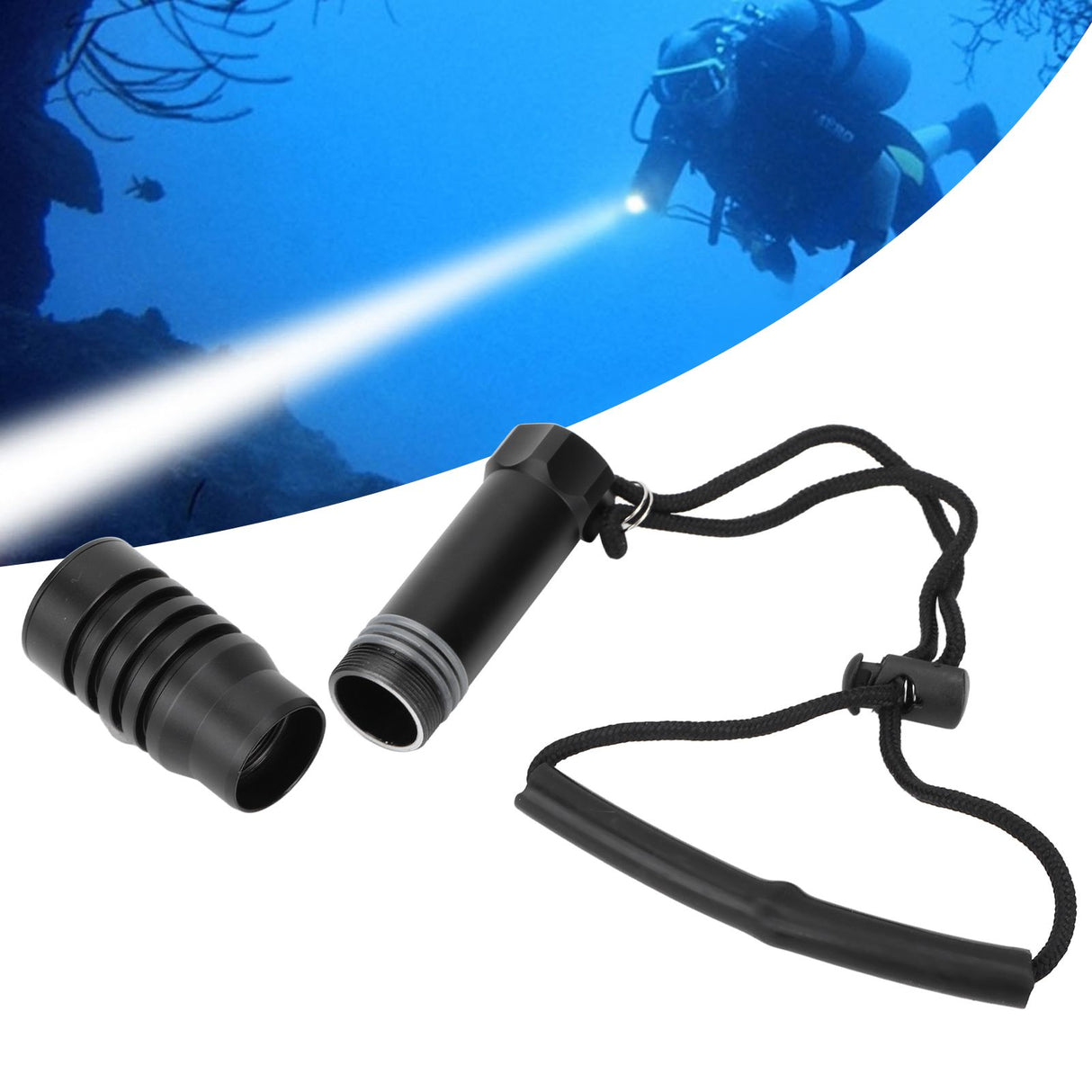 5000LM Diving Flashlight Underwater Diving Light 100m Depth Waterproof Torch for Night Fishing Canping