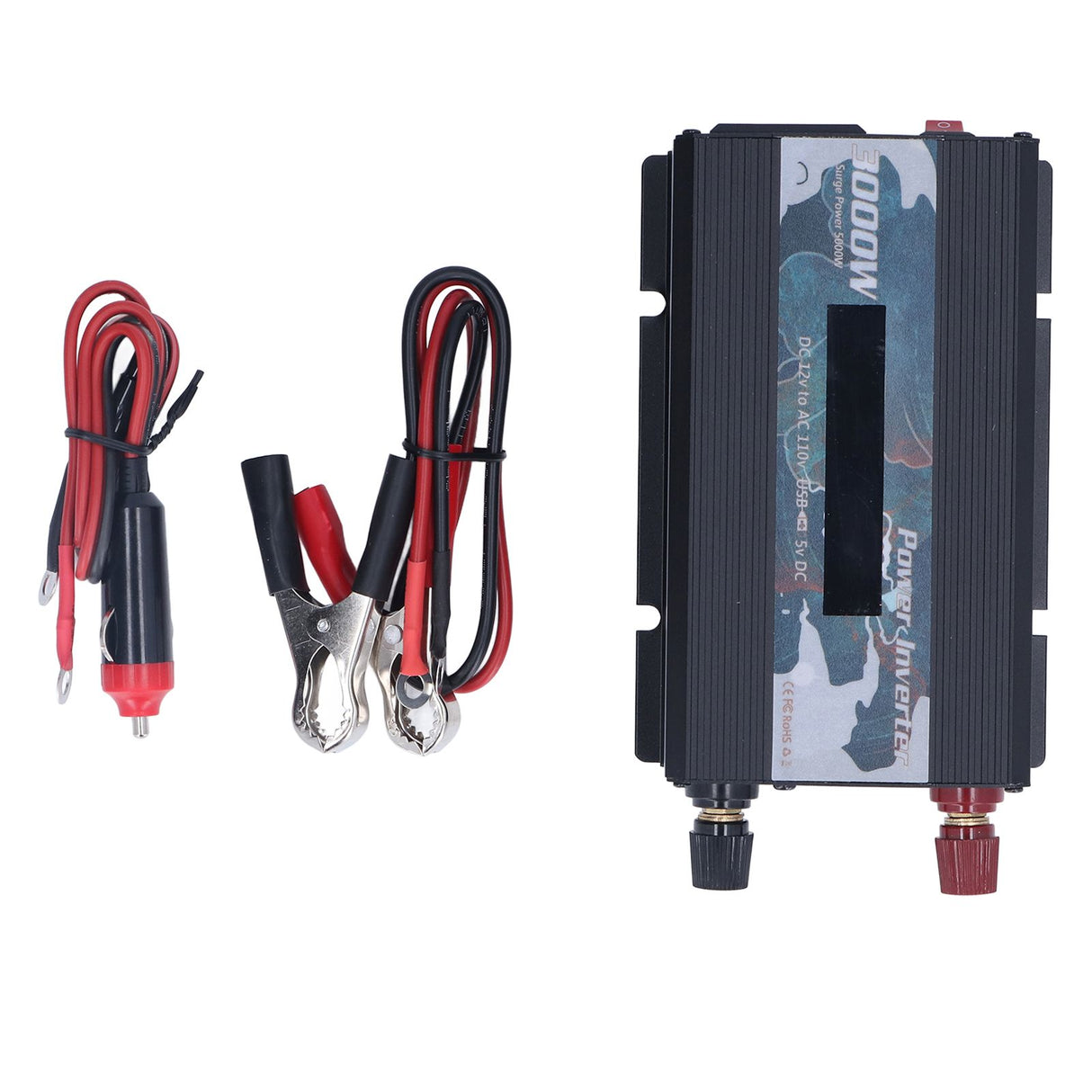 Pure Sine Wave Inverter DC 12V to AC 110V Multifunctional Power Battery Converter for Electrical ApplianceBlack