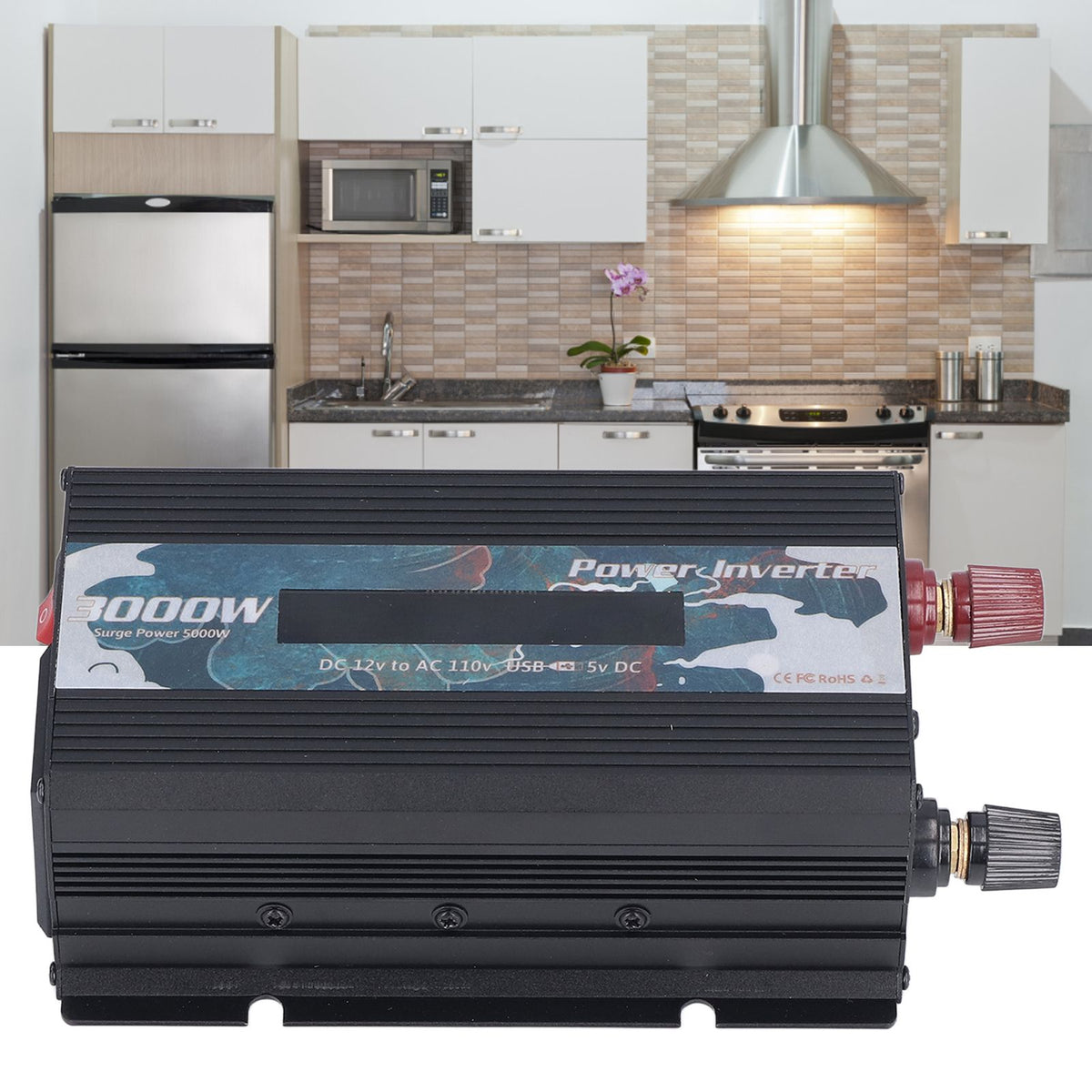 Pure Sine Wave Inverter DC 12V to AC 110V Multifunctional Power Battery Converter for Electrical ApplianceBlack