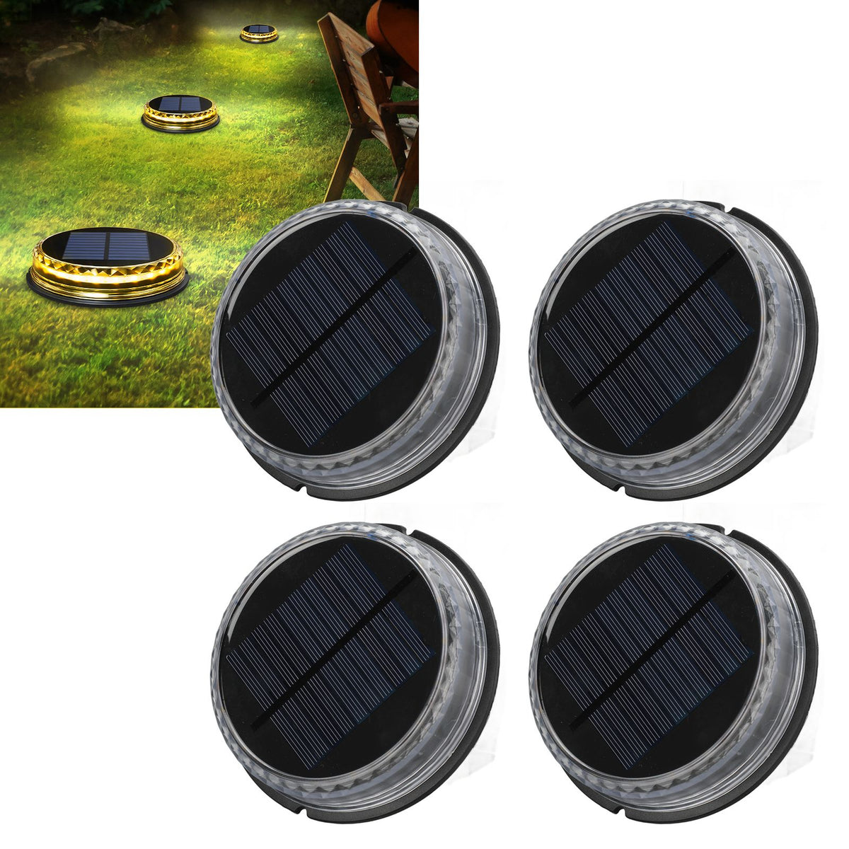 Solar Lawn Light IP65 Waterproof Solar Ground Light for Yard Deck Patio Pathway Walkway Warm Light