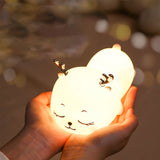1.5W Silicone Night Light Cute Deer Shape Portable Children Lamp with Tap Control Smart Timing - Front View