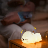 1.5W Silicone Night Light Cute Deer Shape Portable Children Lamp with Tap Control Smart Timing