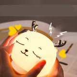 1.5W Silicone Night Light Cute Deer Shape Portable Children Lamp with Tap Control Smart Timing - Top-Down View