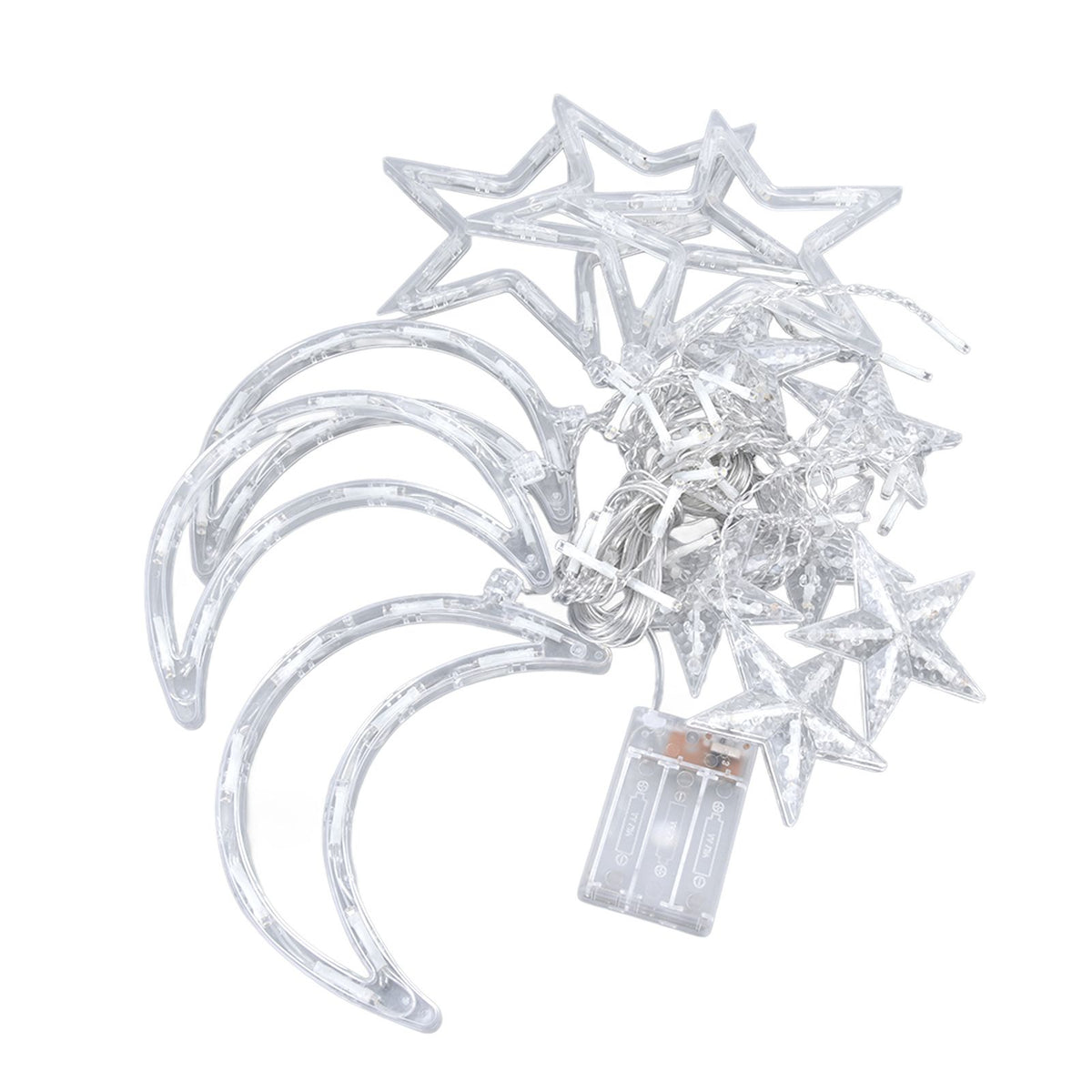 Star Moon Curtain String Lights Romantic Ambience Battery Powered 126 LED Ramadan Curtain Lights for Weddings Birthdays