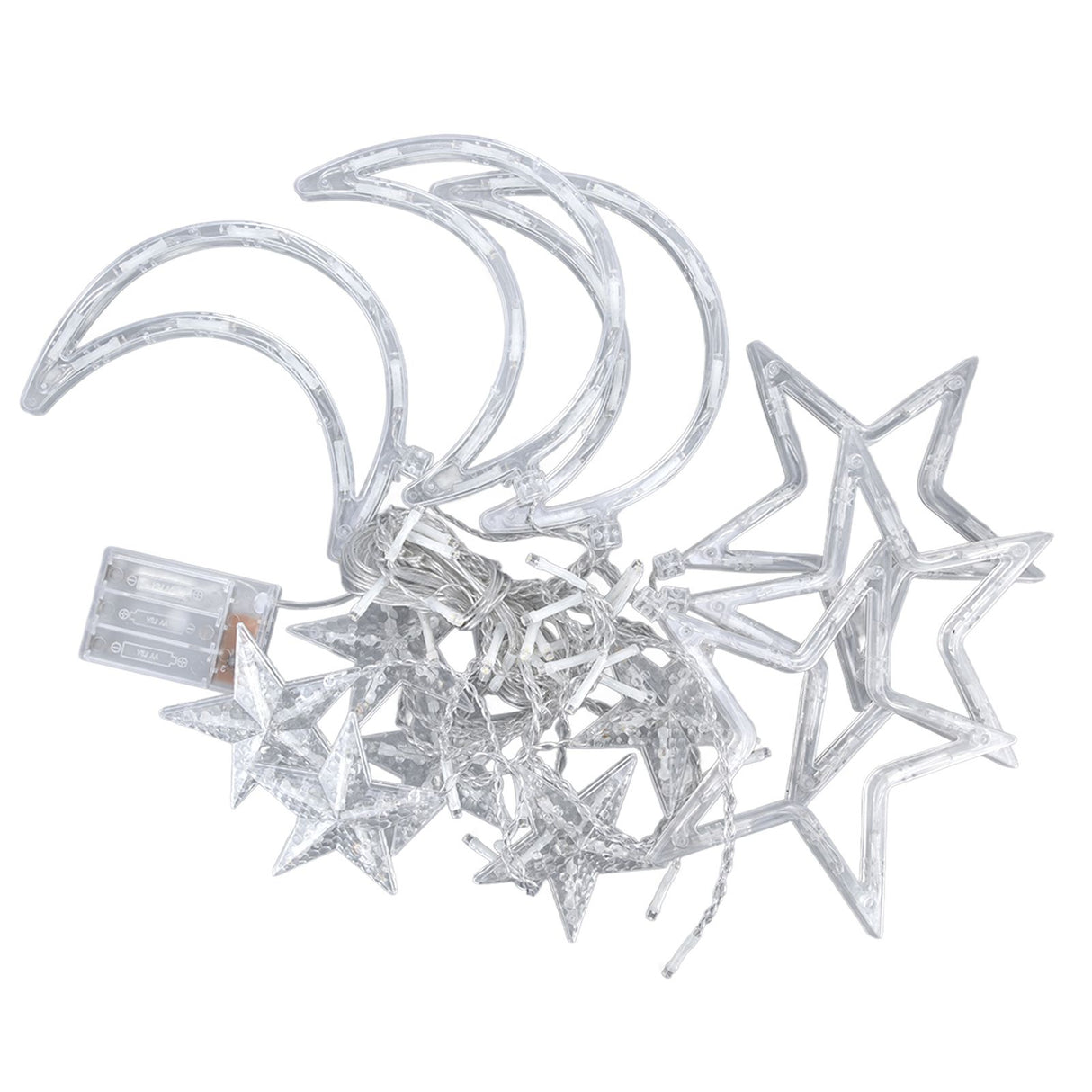 Star Moon Curtain String Lights Romantic Ambience Battery Powered 126 LED Ramadan Curtain Lights for Weddings Birthdays