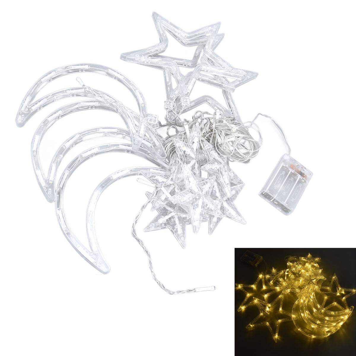 Star Moon Curtain String Lights Romantic Ambience 2 Lighting Modes 126 LED Ramadan Curtain Lights for Weddings Birthdays