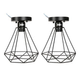 Ceiling Light Cage Guard Cover with Lamp Holder Base Vintage Industrial Style for E27 Bulbs