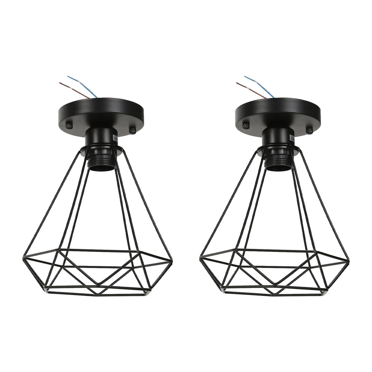 Ceiling Light Cage Guard Cover with Lamp Holder Base Vintage Industrial Style for E27 Bulbs