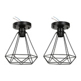 Ceiling Light Cage Guard Cover with Lamp Holder Base Vintage Industrial Style for E27 Bulbs