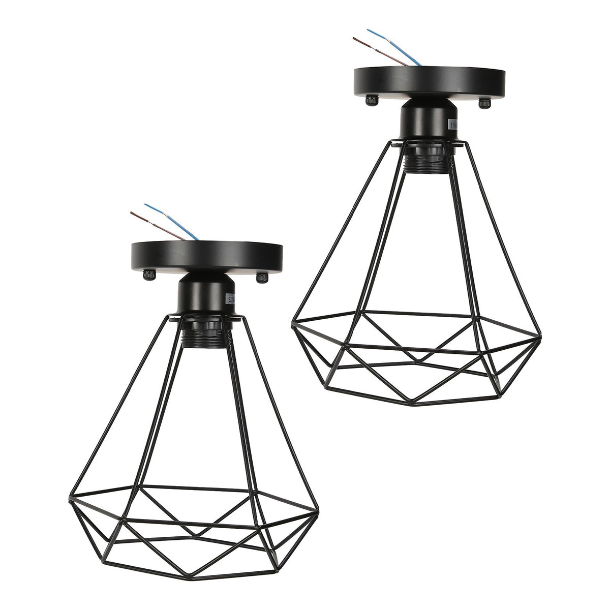 Ceiling Light Cage Guard Cover with Lamp Holder Base Vintage Industrial Style for E27 Bulbs