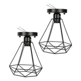 Ceiling Light Cage Guard Cover with Lamp Holder Base Vintage Industrial Style for E27 Bulbs - Side View