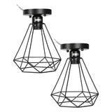 Ceiling Light Cage Guard Cover with Lamp Holder Base Vintage Industrial Style for E27 Bulbs - Top-Down View