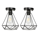 Ceiling Light Cage Guard Cover with Lamp Holder Base Vintage Industrial Style for E27 Bulbs
